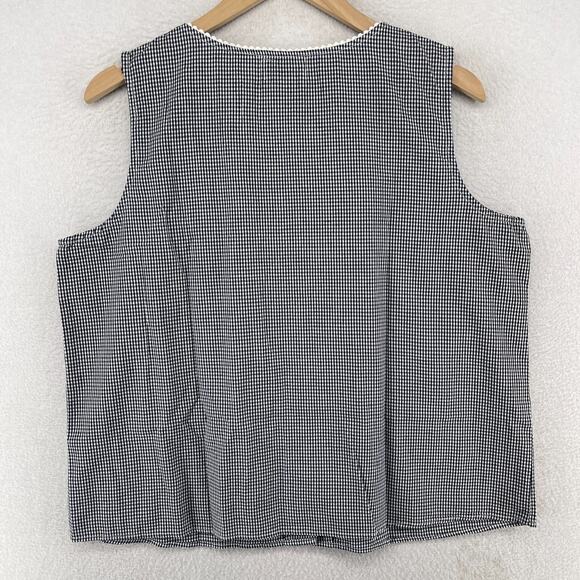 AMANDA STEWART Tank Top XL Intimates Gingham Check Sleep Lounge Cotton Gray VTG - Picture 2 of 12